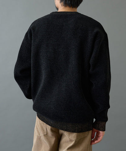 仿衛衣拼色毛圈針織衫