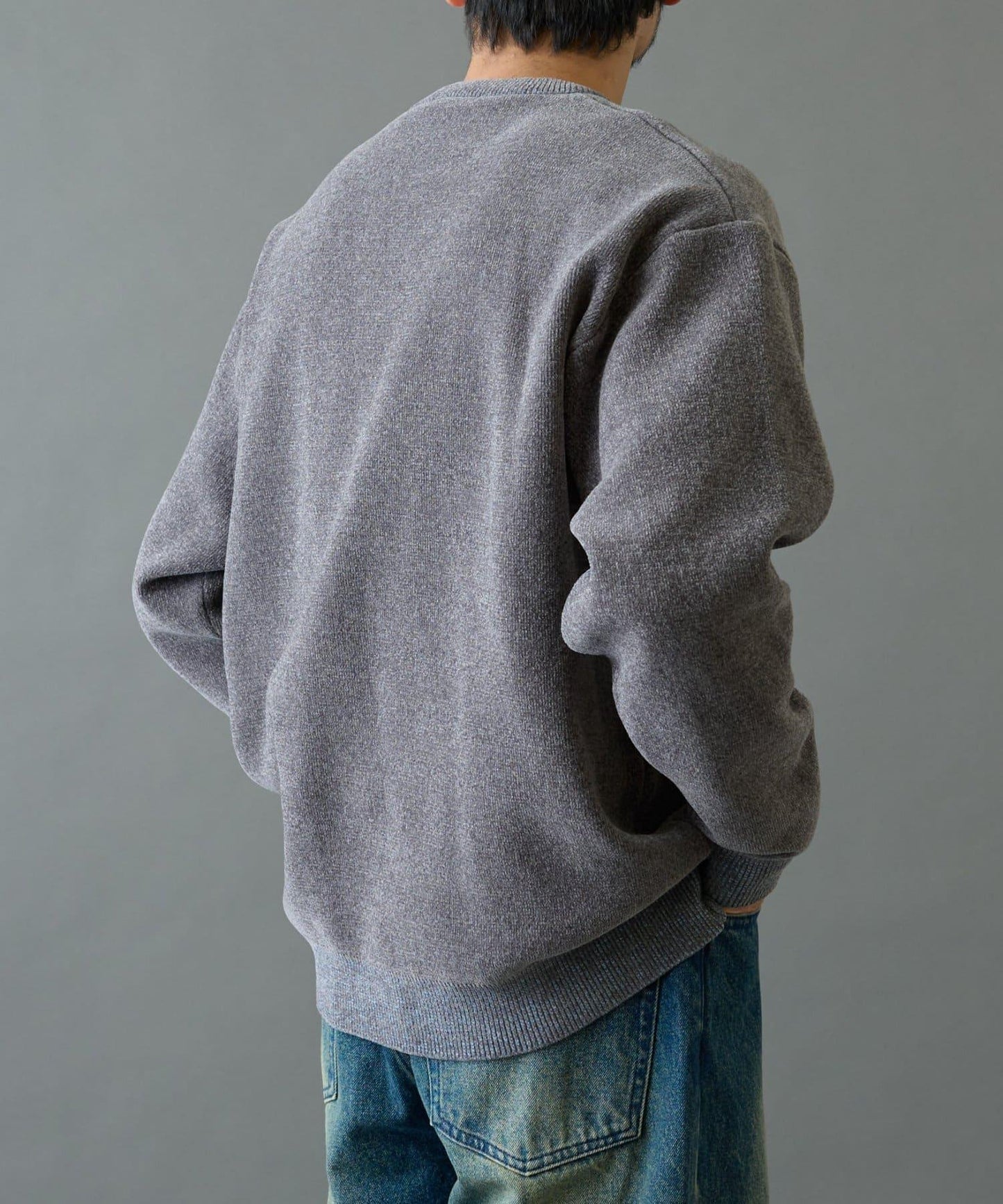 仿衛衣拼色毛圈針織衫