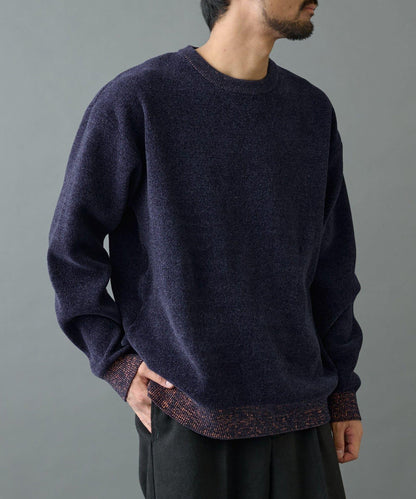 仿衛衣拼色毛圈針織衫