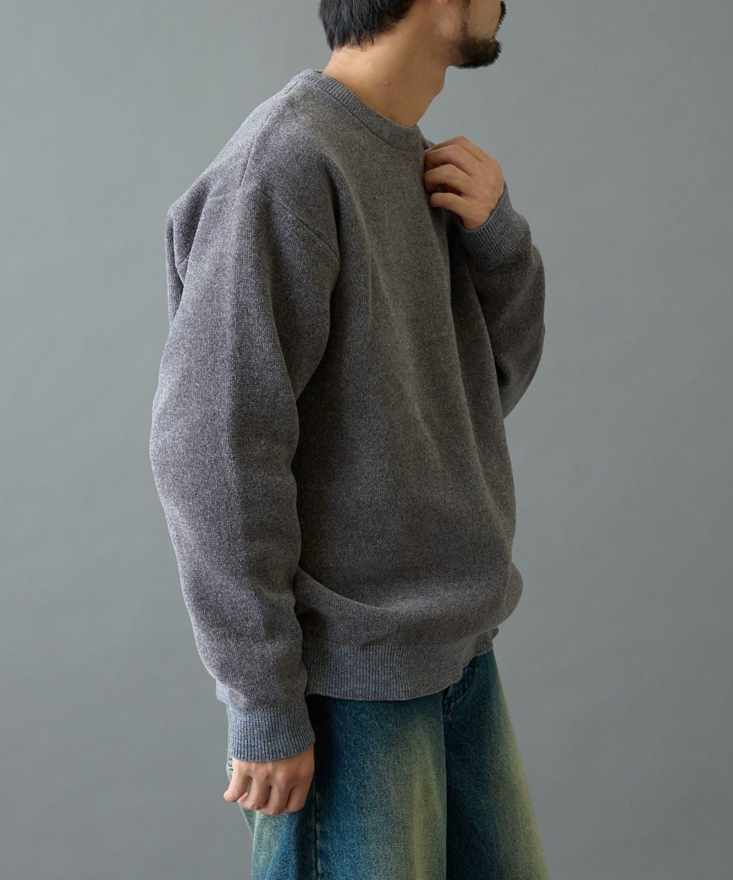 仿衛衣拼色毛圈針織衫