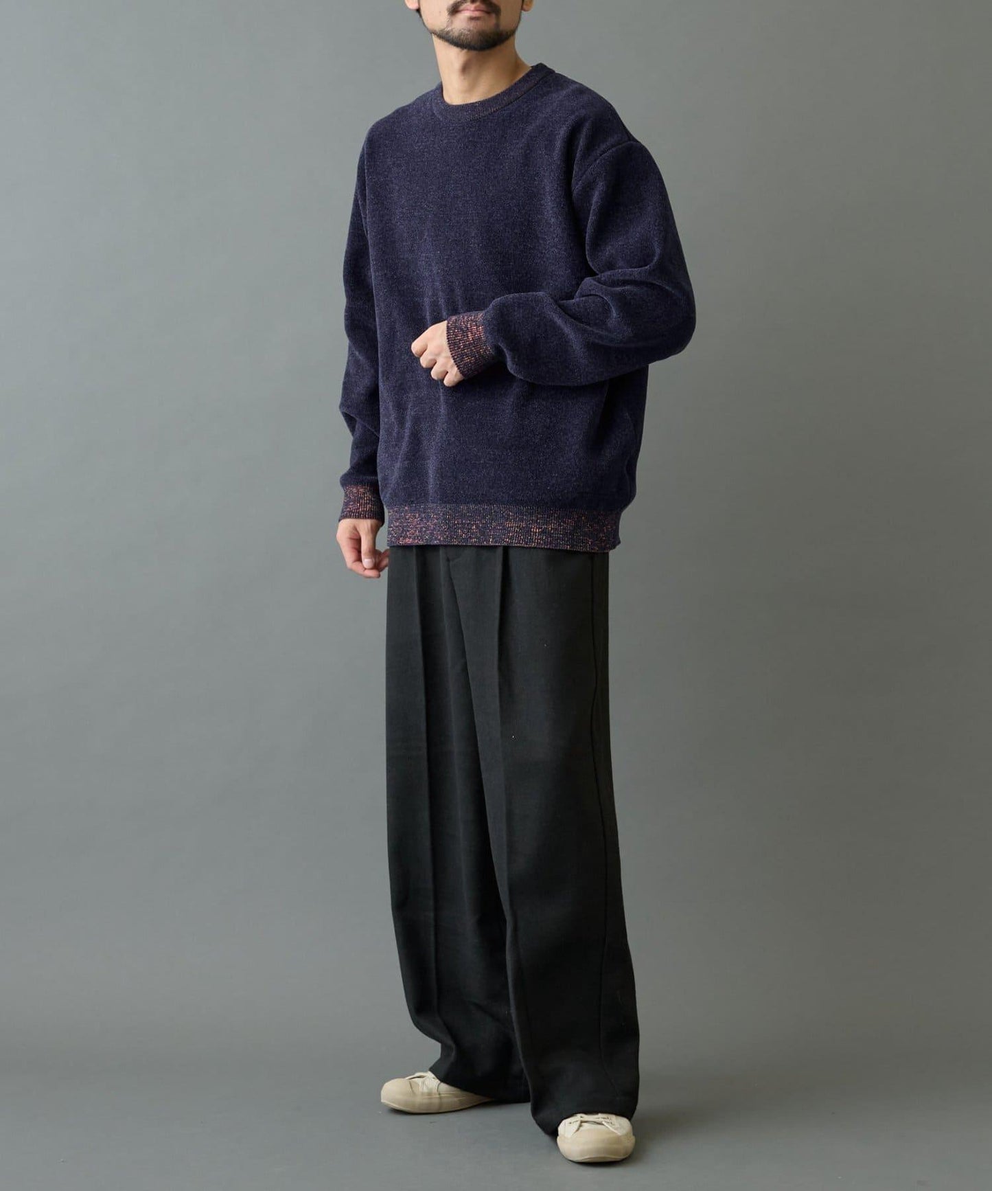 仿衛衣拼色毛圈針織衫