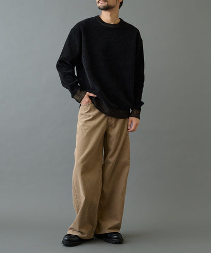 仿衛衣拼色毛圈針織衫