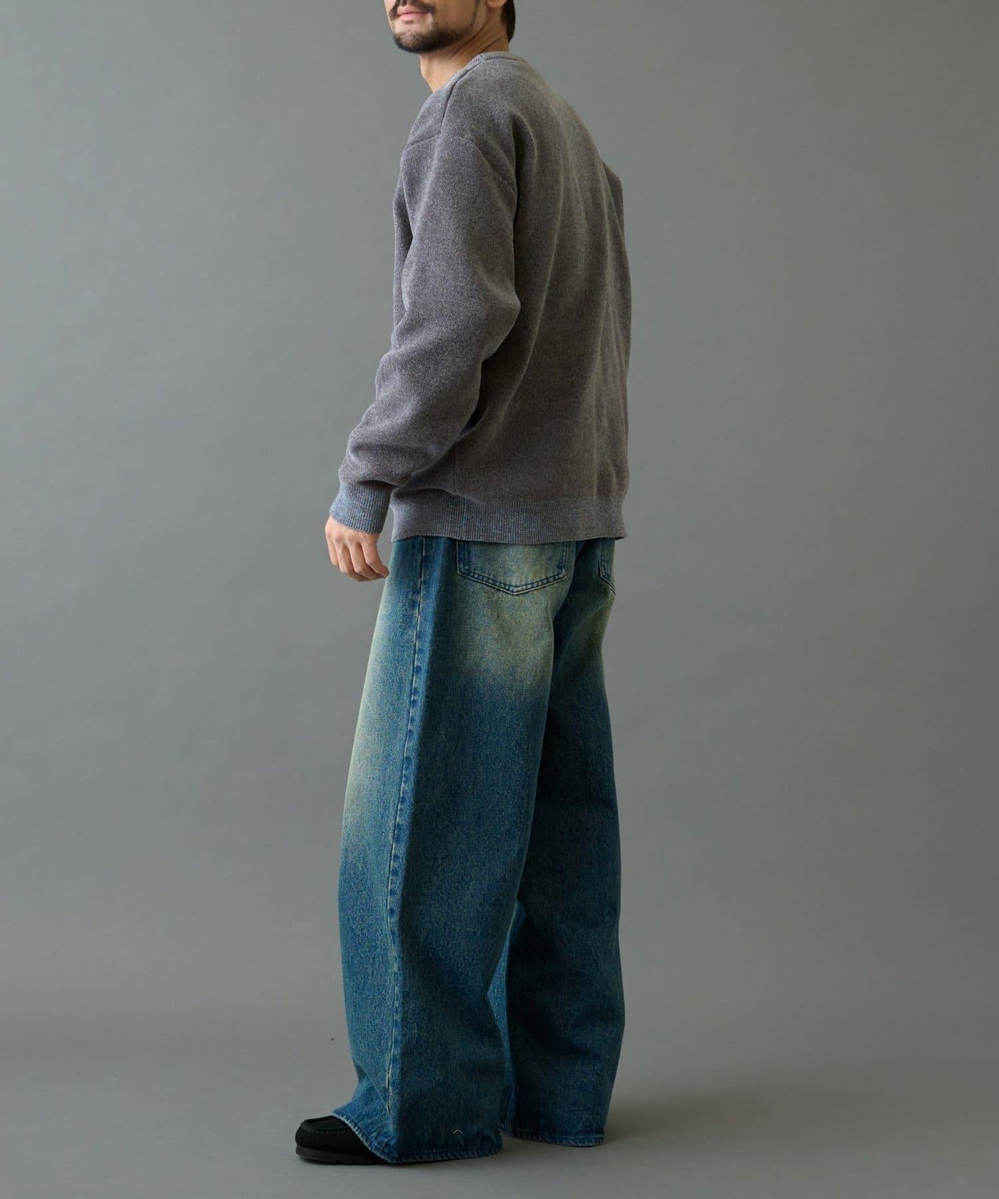 仿衛衣拼色毛圈針織衫