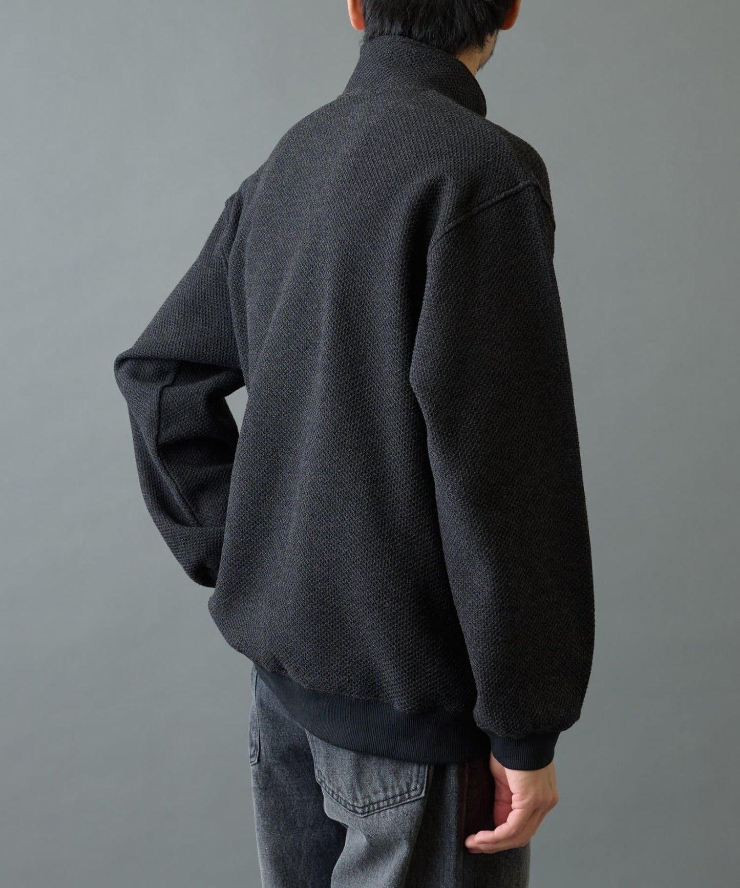 內加絨粗花呢半拉鍊上衣