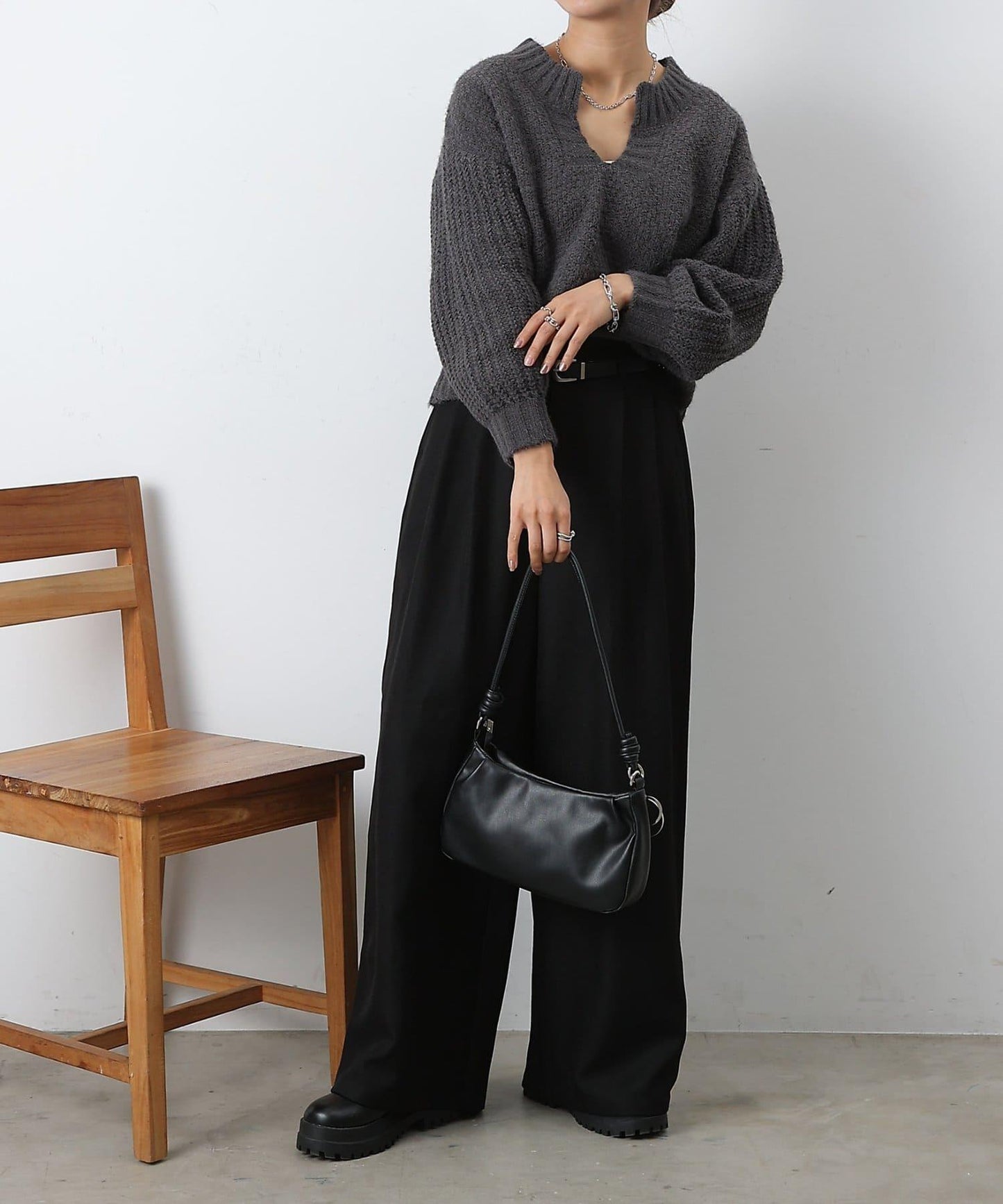 燈芯絨羽毛圖案針織開領衫