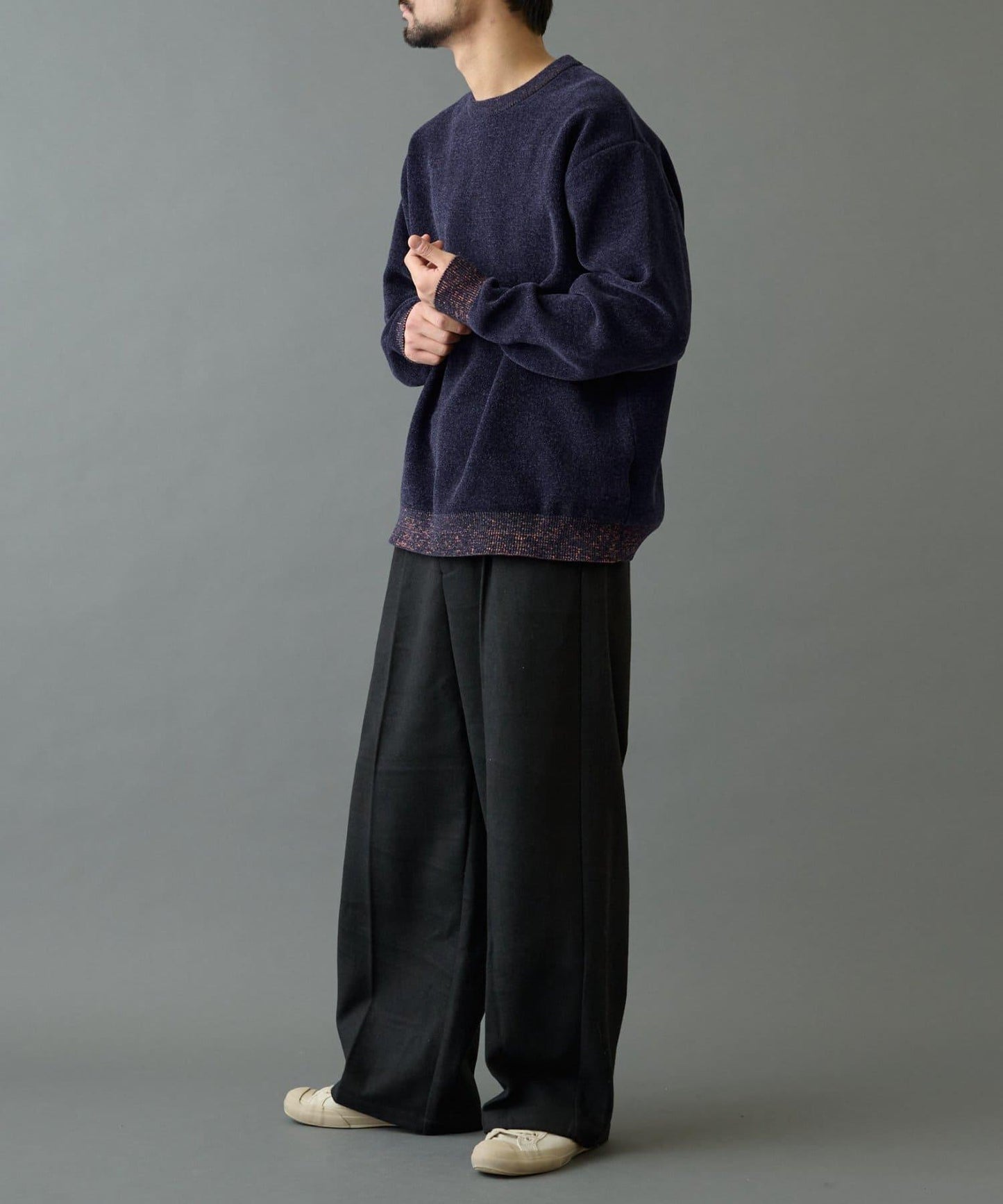 仿衛衣拼色毛圈針織衫