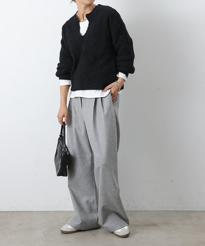 燈芯絨羽毛圖案針織開領衫