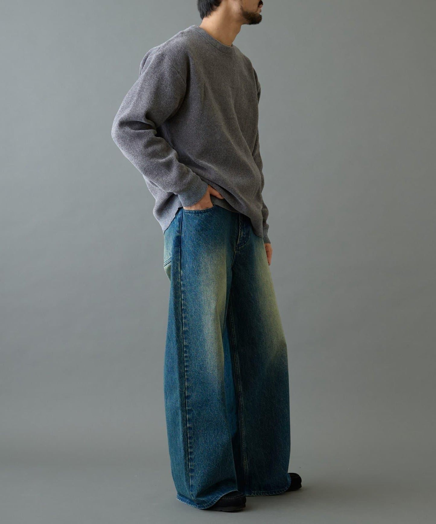 仿衛衣拼色毛圈針織衫