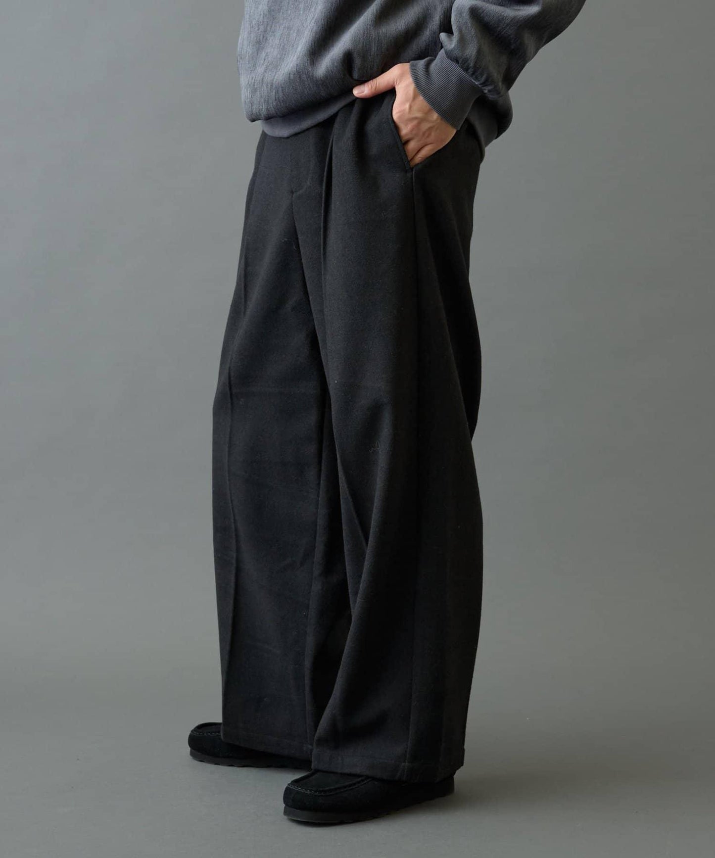 長毛呢寬鬆西裝褲