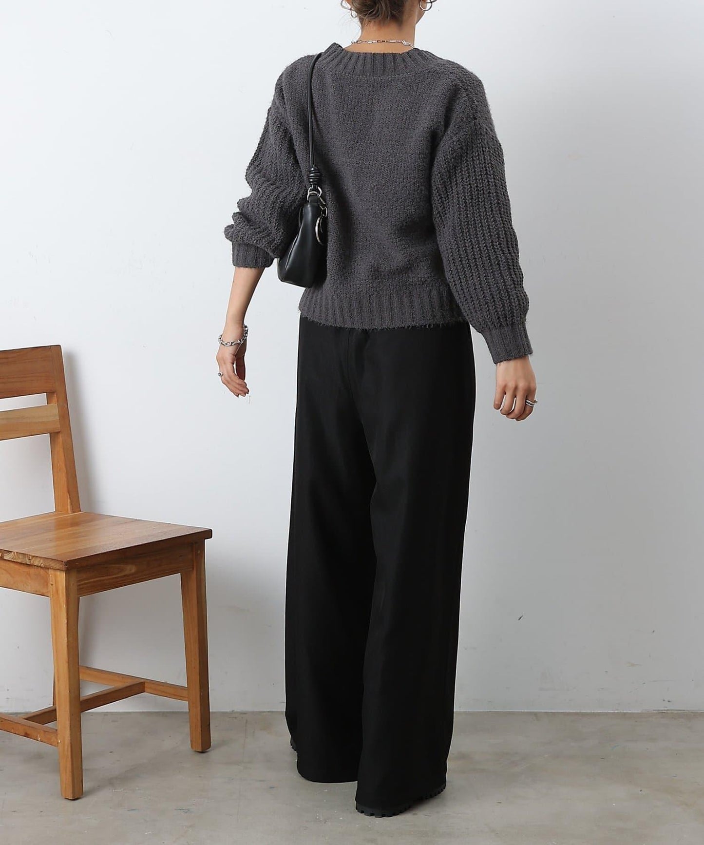 燈芯絨羽毛圖案針織開領衫