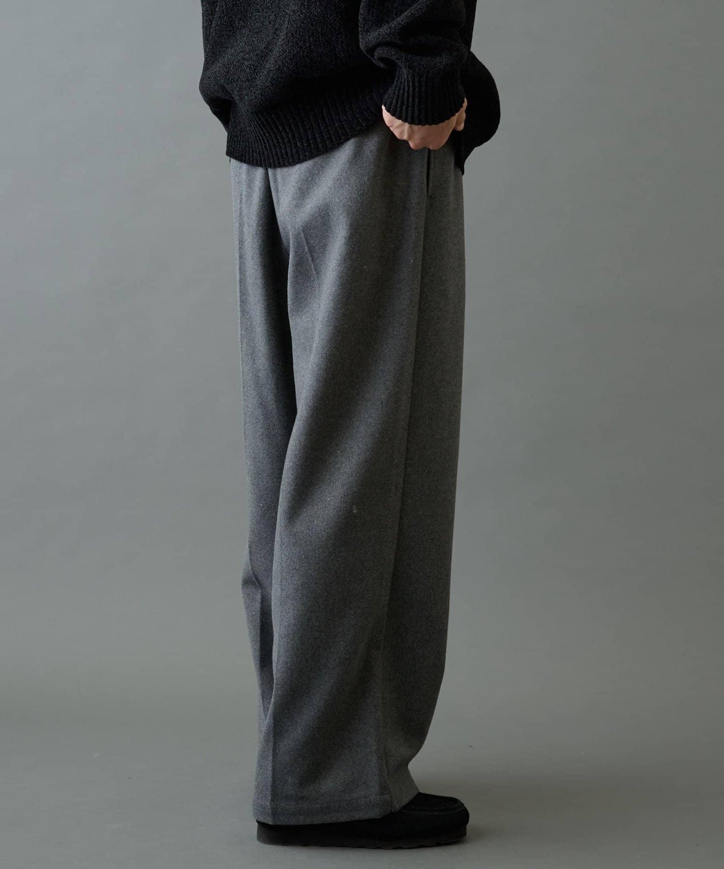 長毛呢寬鬆西裝褲