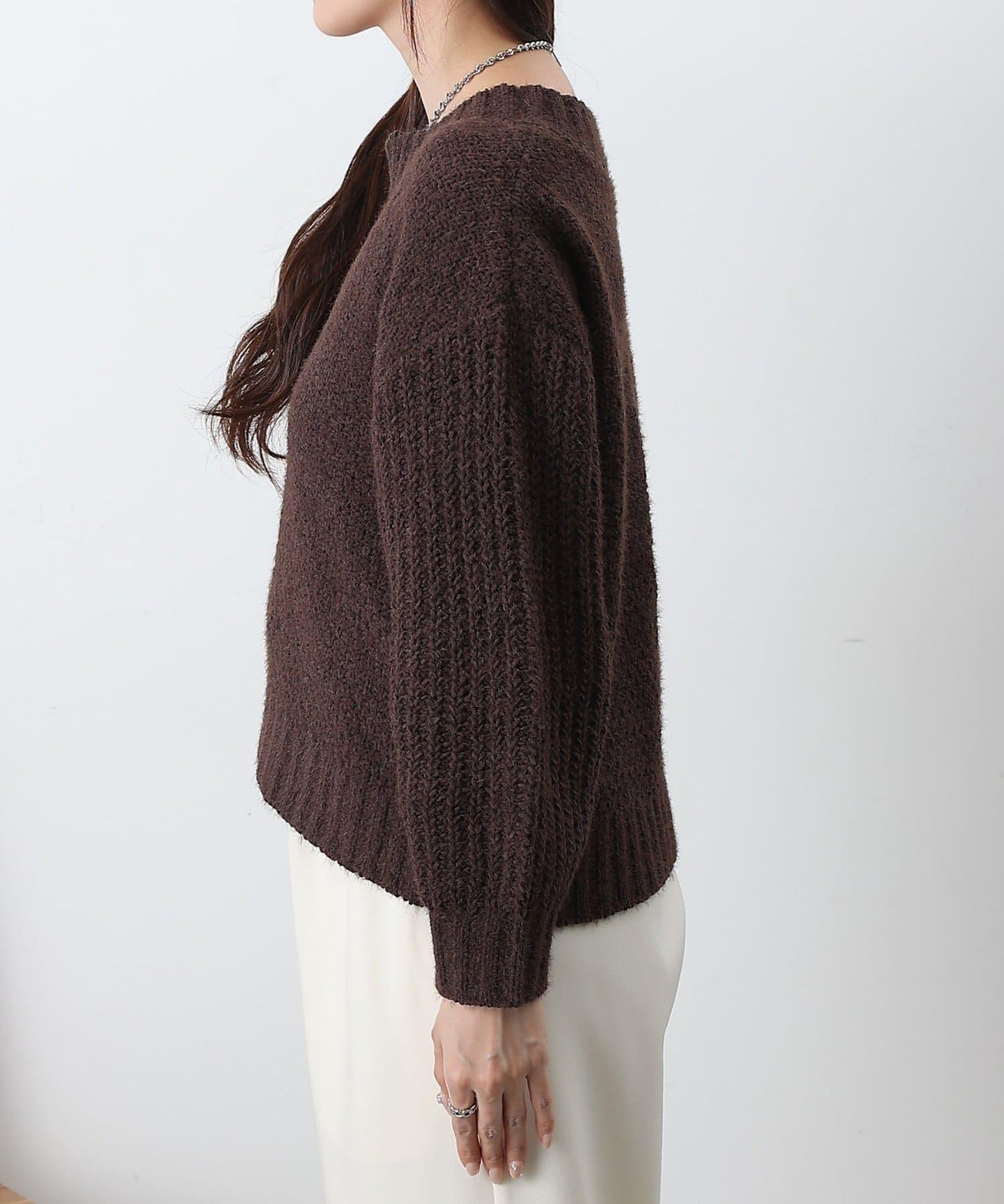 燈芯絨羽毛圖案針織開領衫