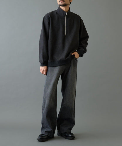 內加絨粗花呢半拉鍊上衣