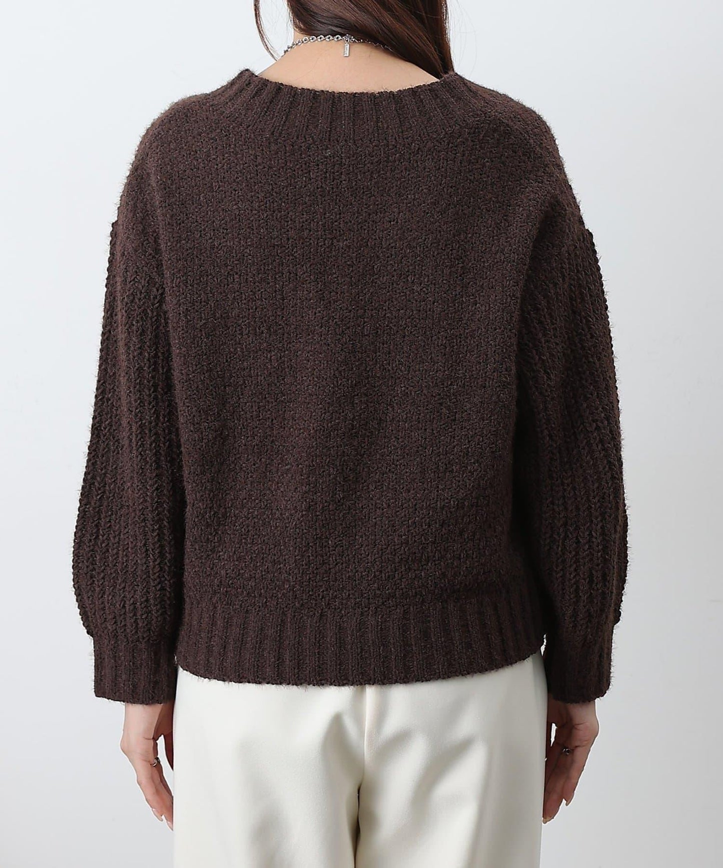 燈芯絨羽毛圖案針織開領衫