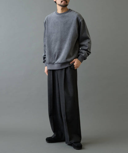 長毛呢寬鬆西裝褲