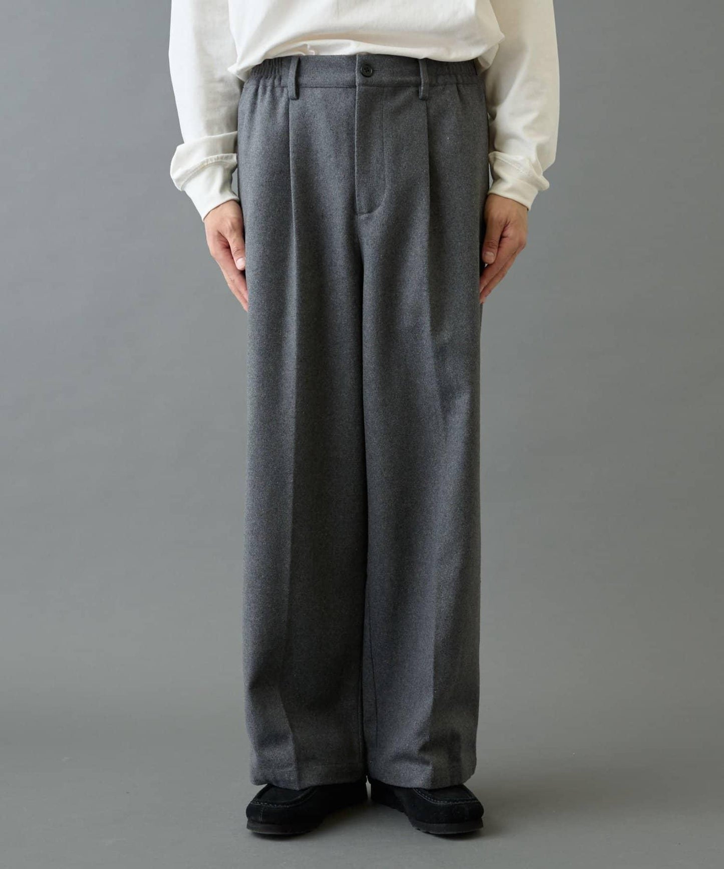 長毛呢寬鬆西裝褲