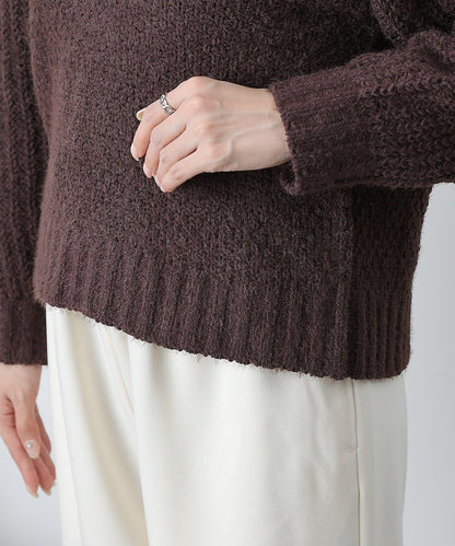 燈芯絨羽毛圖案針織開領衫