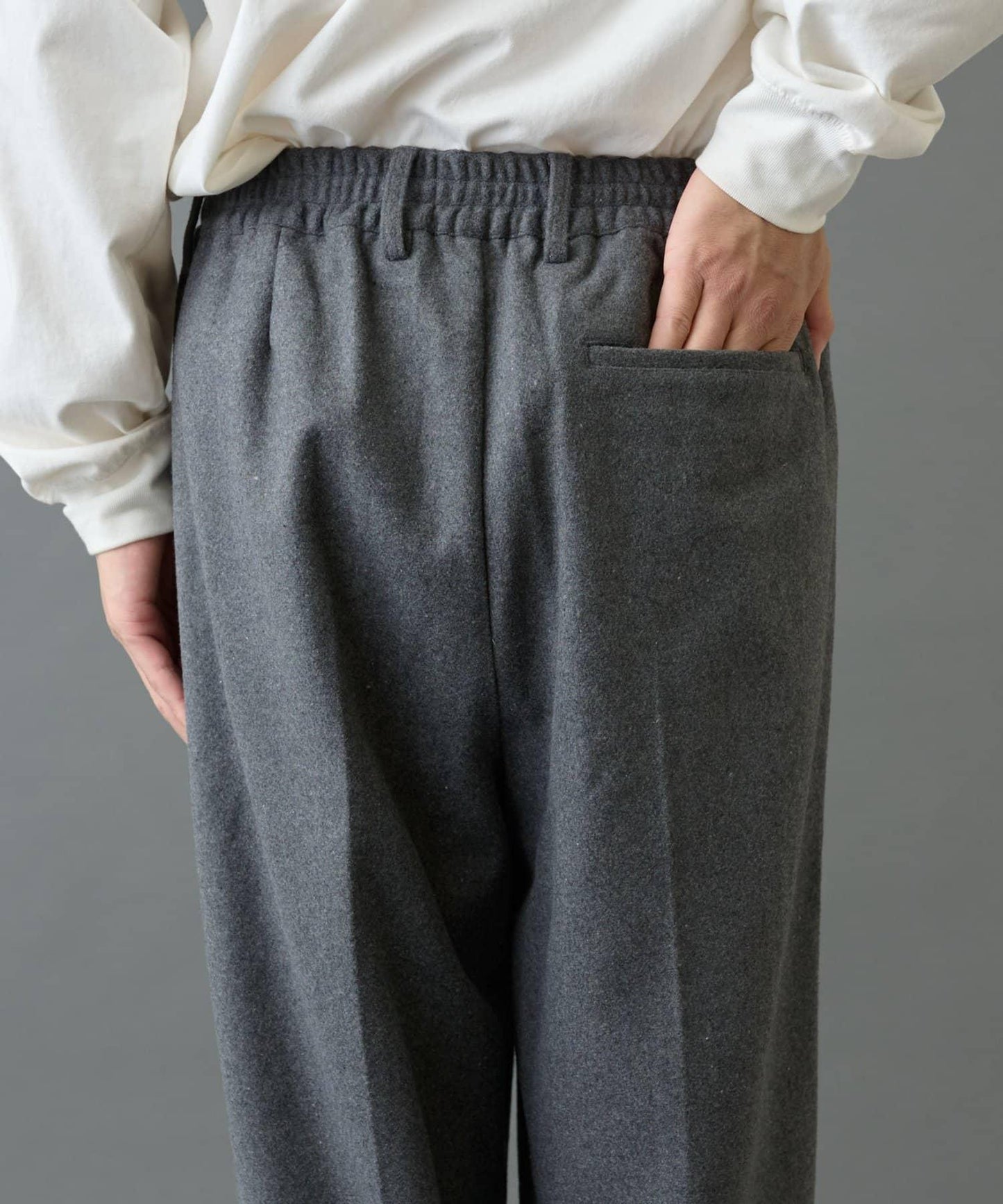 長毛呢寬鬆西裝褲