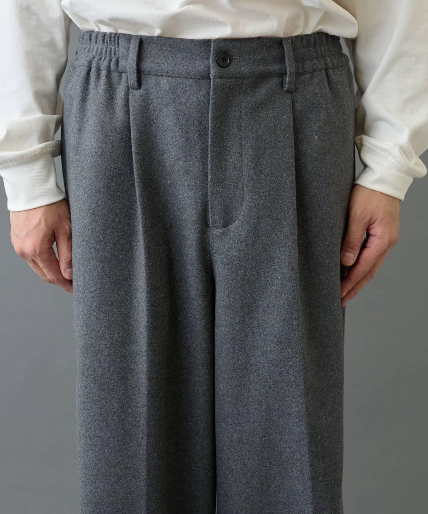 長毛呢寬鬆西裝褲