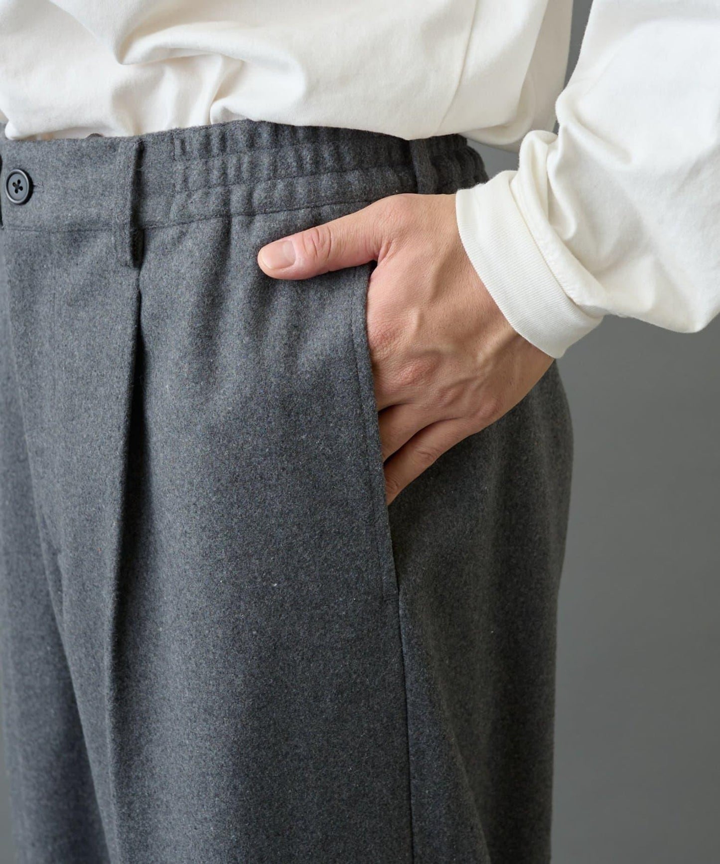 長毛呢寬鬆西裝褲