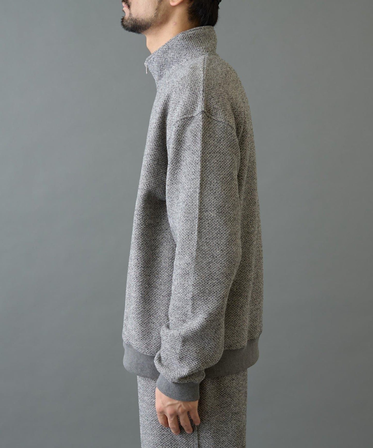 內加絨粗花呢半拉鍊上衣