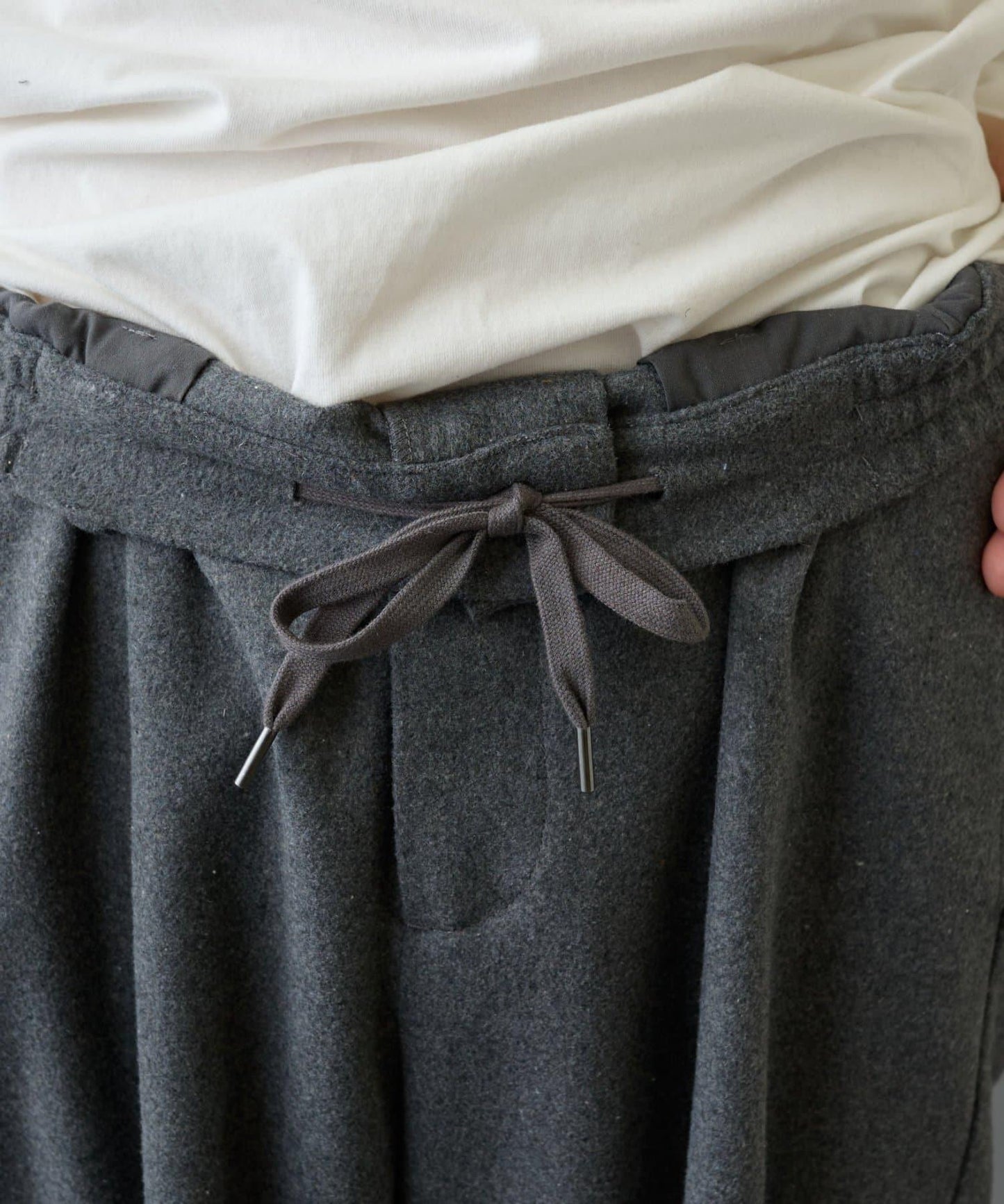 長毛呢寬鬆西裝褲