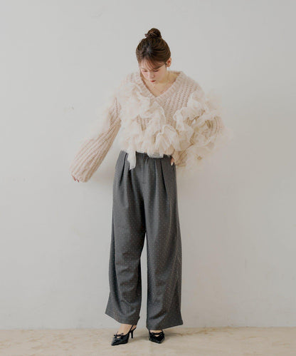 【SALON by Chico】不規則網紗拼接針織衫