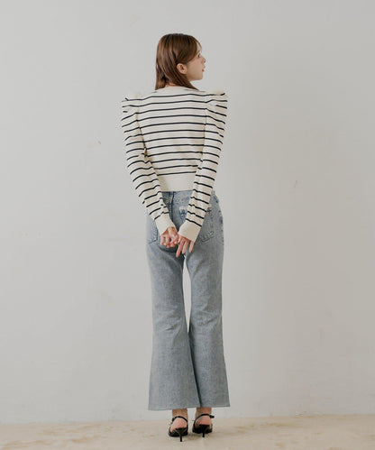 【SALON by Chico】珠飾紐扣泡泡袖設計開衫