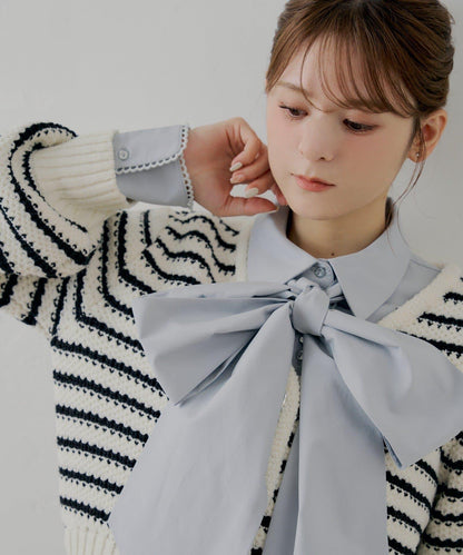 【SALON by Chico】雙層荷葉邊花紋針織開衫