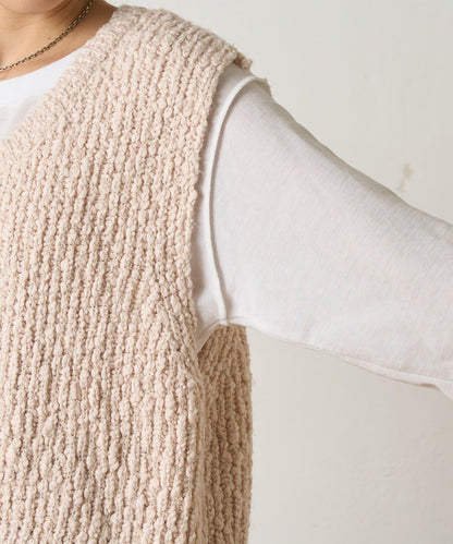 立體金色紐釦針織背心