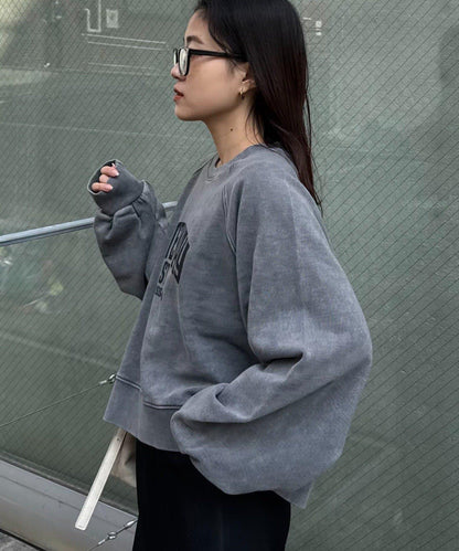 酸洗工藝標誌印花插肩袖衛衣