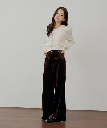 【SALON by Chico】珠飾紐扣泡泡袖設計開衫