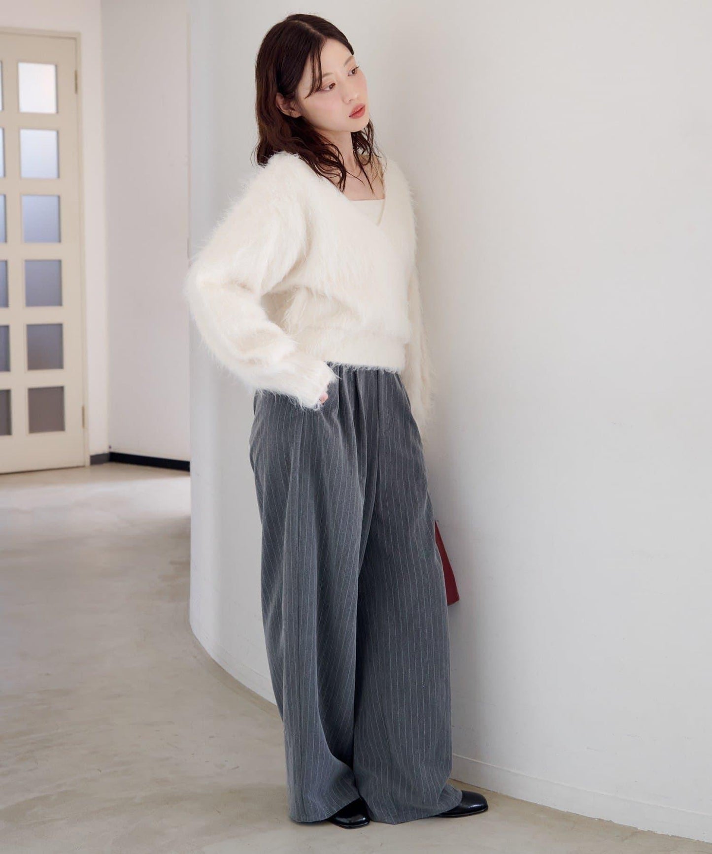 毛邊交叉針織衫