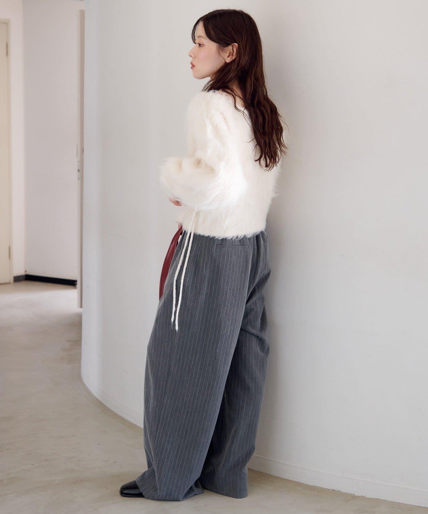 毛邊交叉針織衫