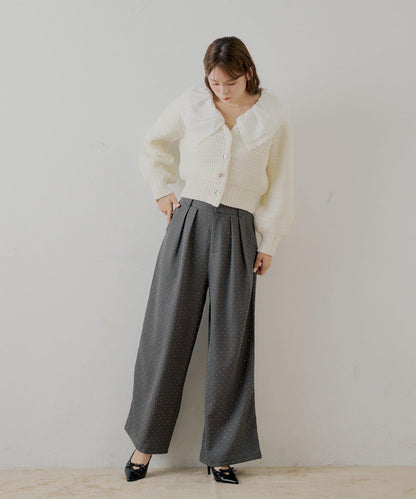 【SALON by Chico】雙層荷葉邊花紋針織開衫