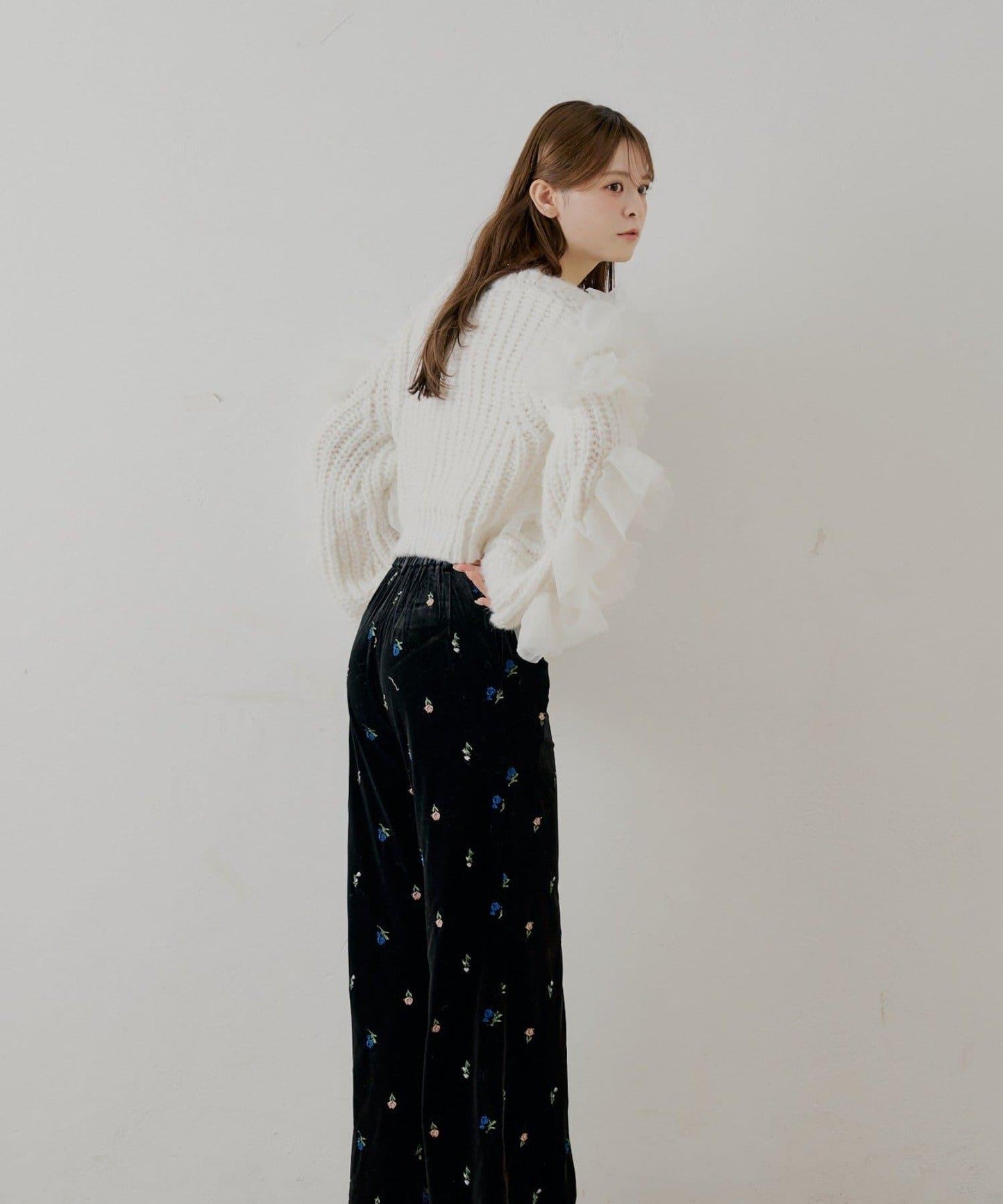 【SALON by Chico】不規則網紗拼接針織衫