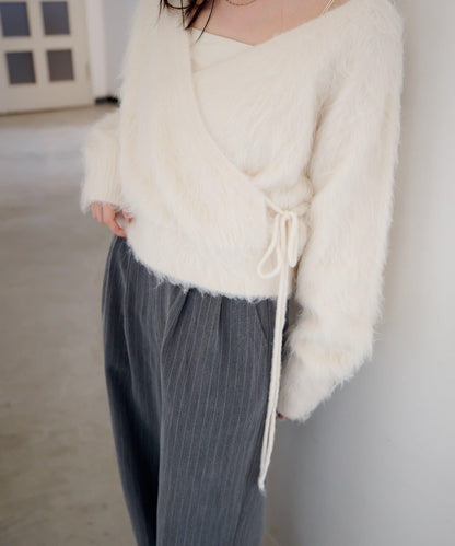 毛邊交叉針織衫