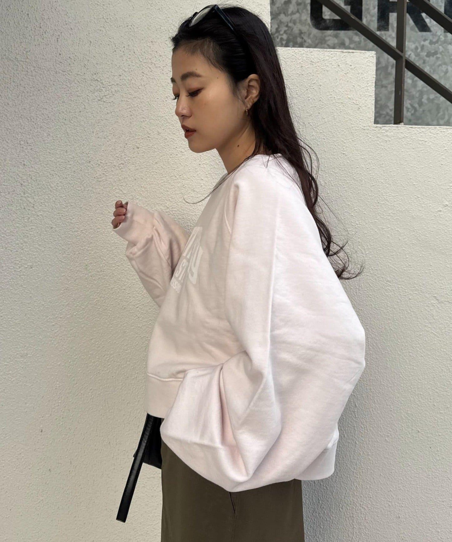 酸洗工藝標誌印花插肩袖衛衣