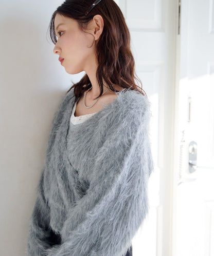 毛邊交叉針織衫