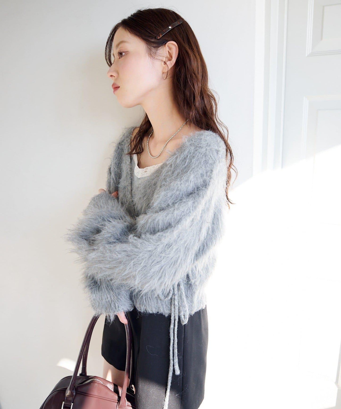 毛邊交叉針織衫