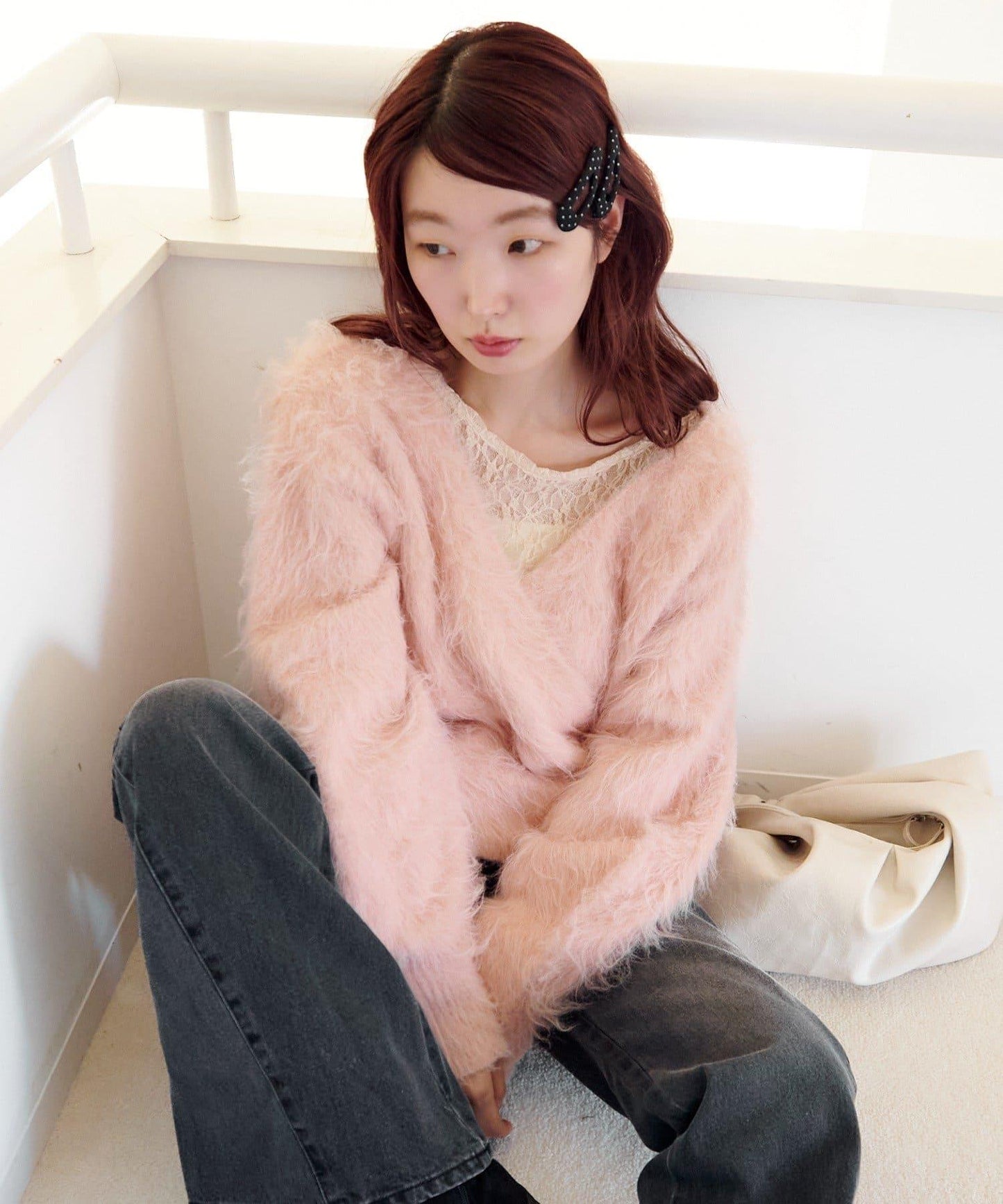 毛邊交叉針織衫