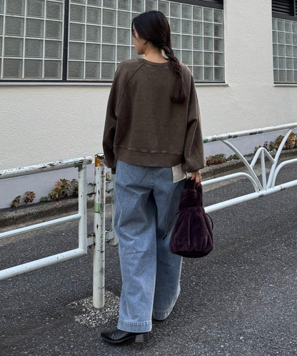 酸洗工藝標誌印花插肩袖衛衣