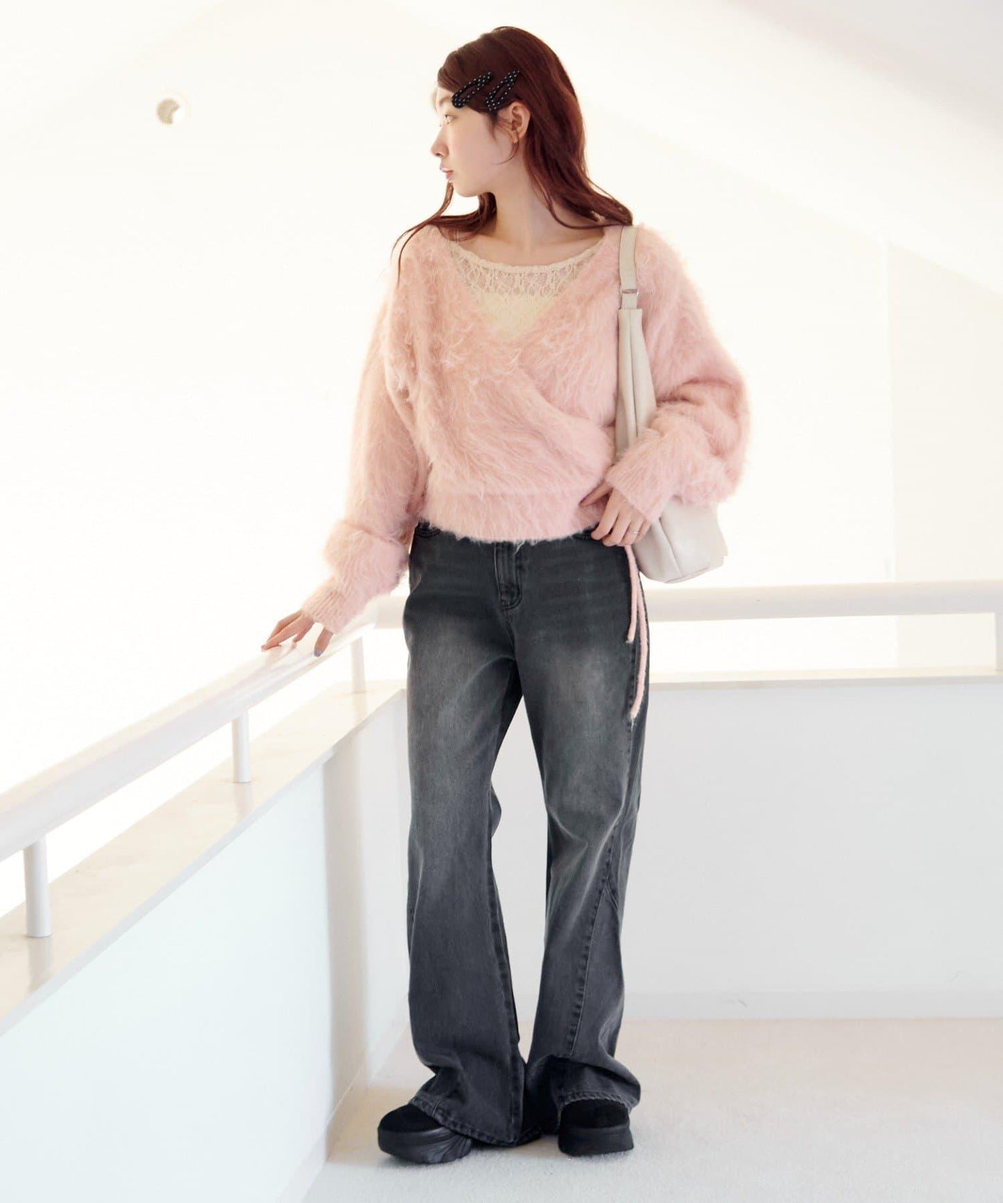 【2尺碼可選/適合身材較矮人群】喇叭拼接牛仔褲