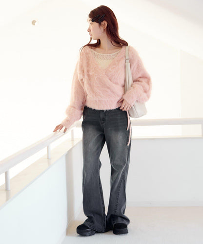 【2尺碼可選/適合身材較矮人群】喇叭拼接牛仔褲