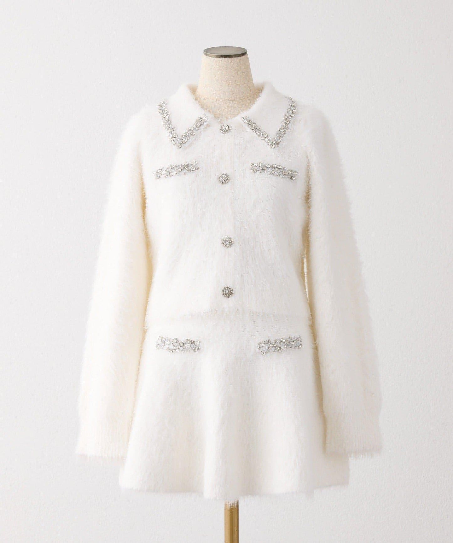 【Twinkle Collection】鑲嵌寶石羽毛針織套裝