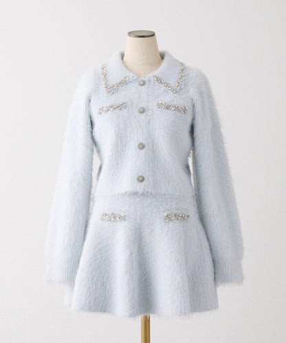 【Twinkle Collection】鑲嵌寶石羽毛針織套裝