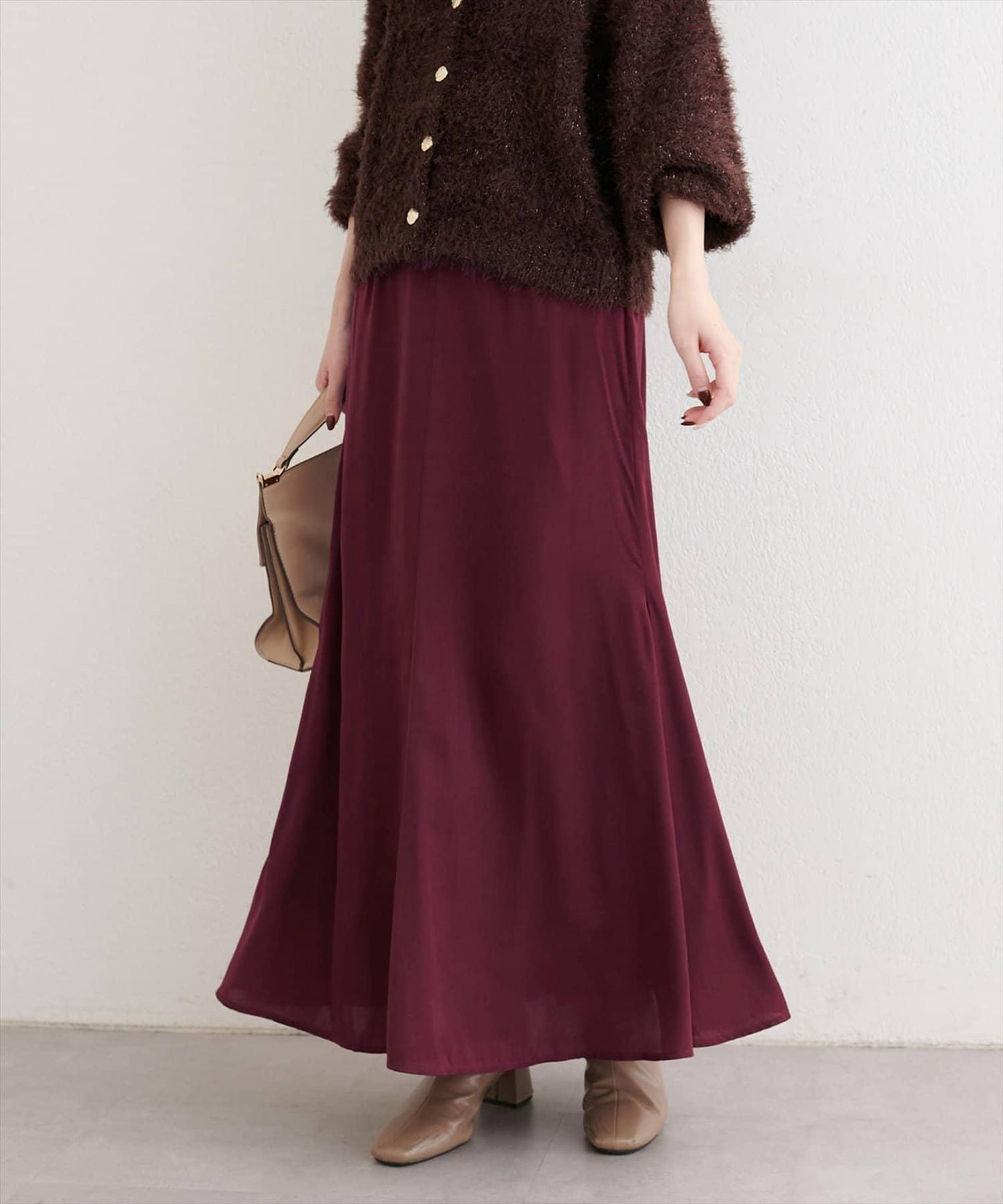 帶蝴蝶結腰帶緞面半身裙