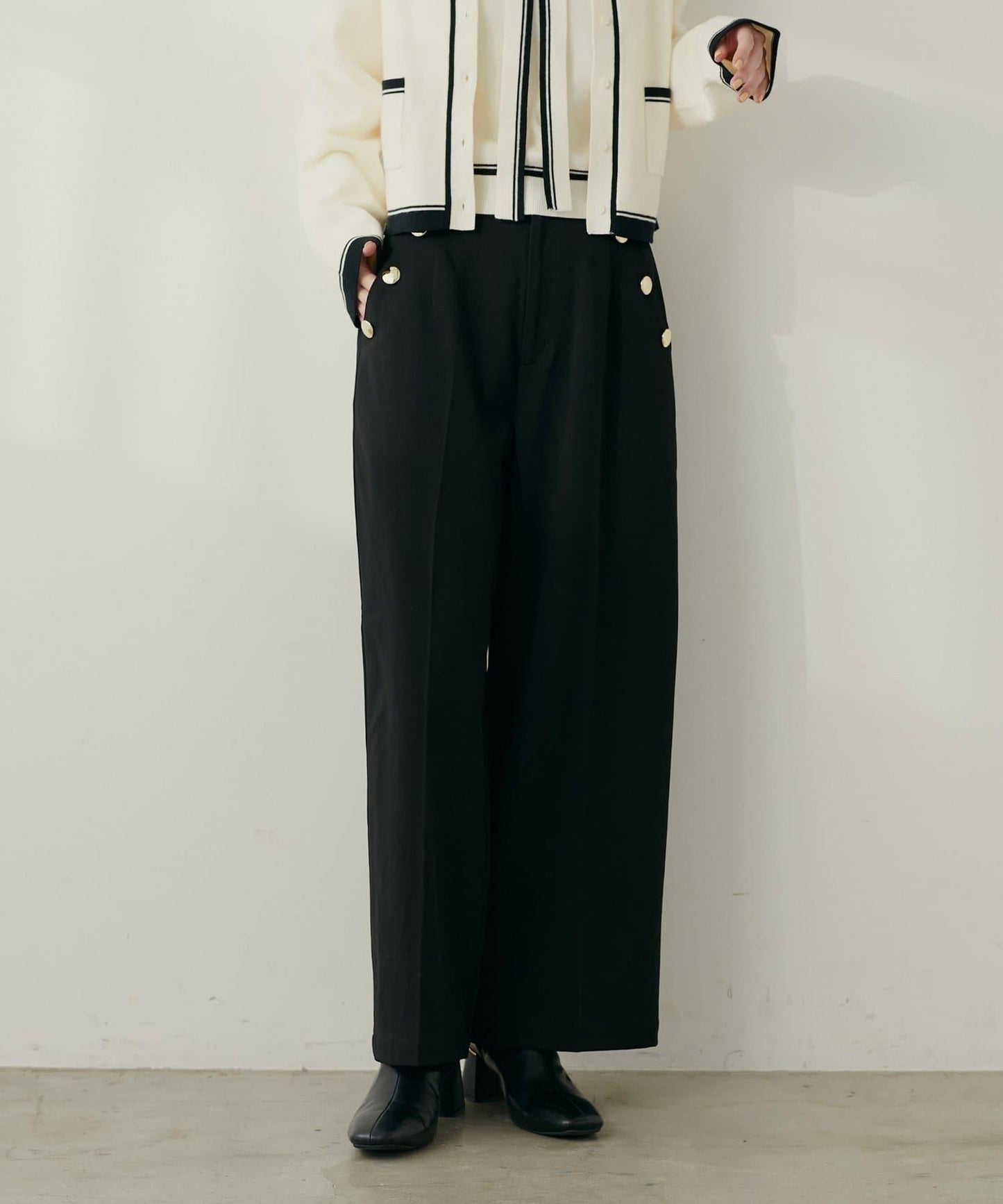 【natural couture】側邊扣長褲