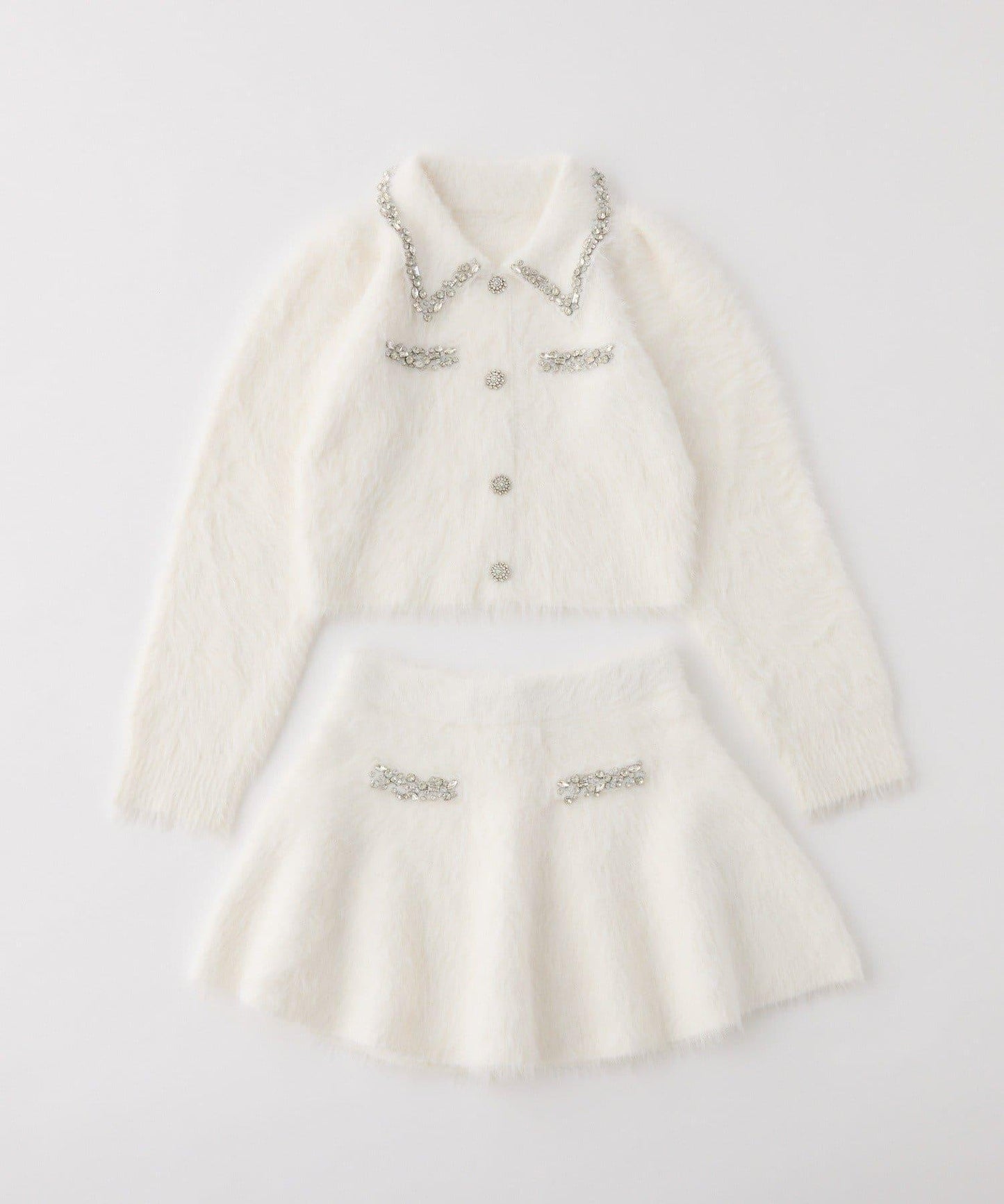 【Twinkle Collection】鑲嵌寶石羽毛針織套裝