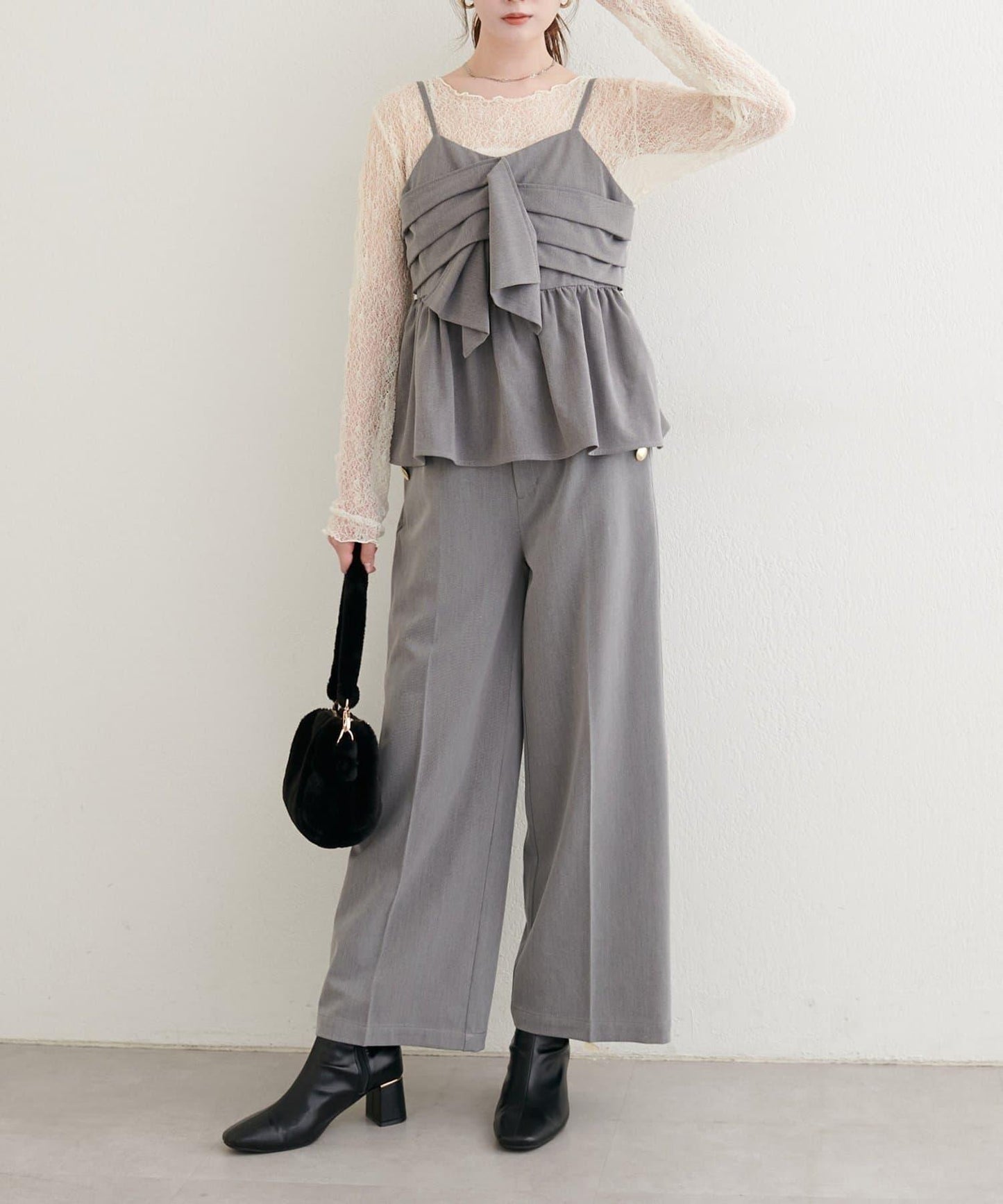 【natural couture】側邊扣長褲